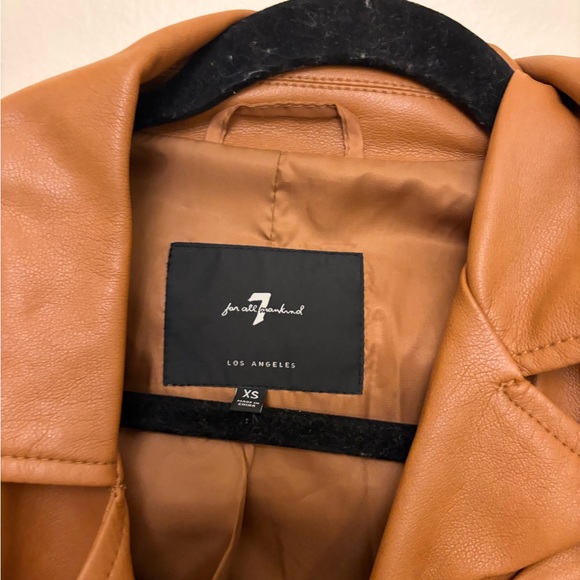 7 For All Mankind Tan Faux Leather Jacket - Picture 2 of 3